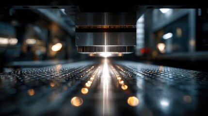 Close-Up of Precision Laser Cutting Process in Industrial Workshop