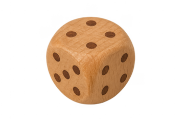 Wooden dice rolling for chance and luck