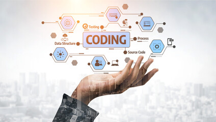 This image captures the essence of coding, showing graphical elements in a tech environment emphasizing software development, data processes, and innovative solutions. Tessel