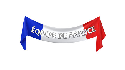 &eacute;charpe tricolore de supporter qui soutiennent l'&eacute;quipe de France - rendu 3D sur fond transparent