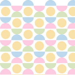 Pastel Geometric Circle and Half Circle Seamless Pattern Background