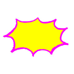 蛍光カラーのクレヨン風手描き吹き出しイラスト　爆発型で強調できるポップなコメントフレーム素材