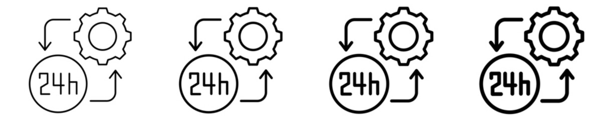 24 Hours Icon Set Different Style Collection