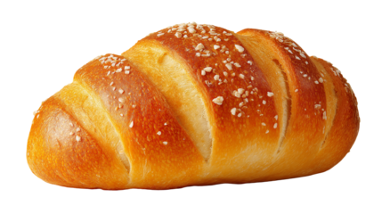 Fresh Golden Bread Roll with Sugar Topping Isolated on Transparent Background, Bakery Product for Commercial Food Design