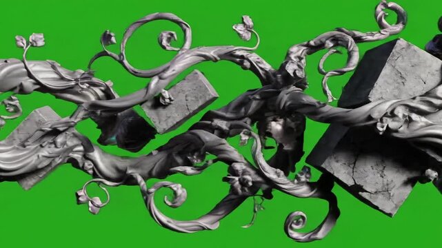 Abstract concrete patterns emerge with concrete texture overlay on pure effect ad_ready green screen subtle texture overlay style