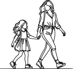 Girl and boy and girl and man with bag vector illustration of people and fashion sketch