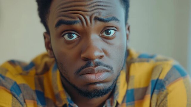 Close-up of a man with a beard looking upwards