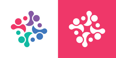 A dual-meaning logo combining human figures into a single unified shape, symbolizing togetherness, cooperation, and collective strength in a clean, modern style