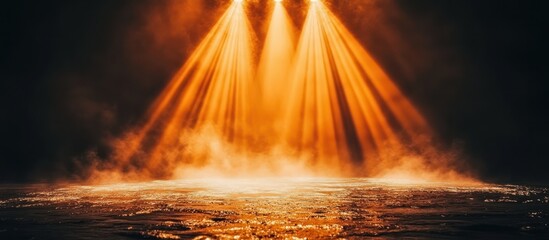 Stage lights illuminate smoky floor. Background use