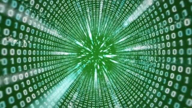 Code Waves Crash Against Water with binary code cascading down pure effect green screen data streams style featuring code, binary,