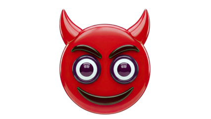 Devil Emoji Smiling on White Background