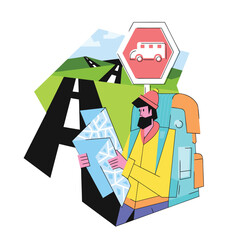 A traveler reads a map to get to a place