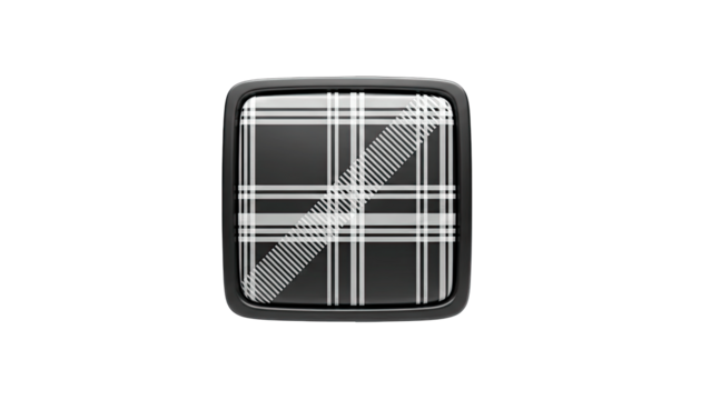 Plaid Patterned Square Button Isolated on White - Powered by Adobe