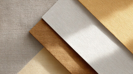Fototapeta premium Sunlight Patterns Across Various Linen Textures Creating Unique Visual Effects in Soft Tones and Neutral Shades