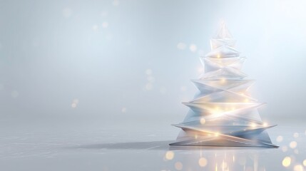 Creative Christmas tree shape formed from translucent layers with lights  