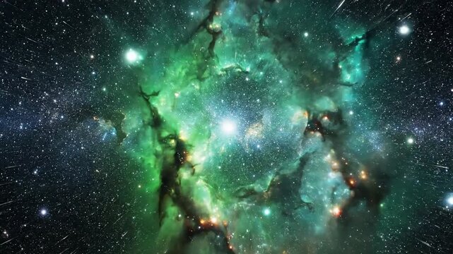 Nebula Swirl Dynamics with starfield with nebula clouds on effect ad_ready green screen starfield expanse style featuring nebula