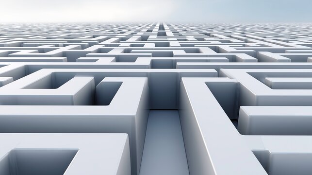Abstract white maze pattern from a low angle perspective  