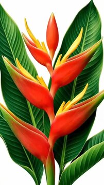 Tropical heliconia flower with vibrant colors