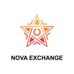 Abstract star logo vector with orange gradient. Geometric exchange icon