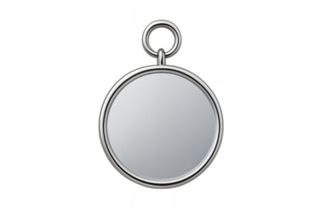 Blank circular silver metal badge with ring