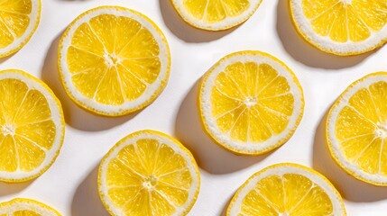 Fototapeta premium Bright and Refreshing Lemon Slices on White Background.