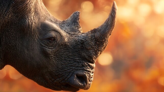 Close-up of a Rhinos Head with Prominent Horns in Natural Light.