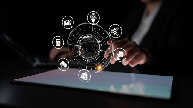 Cost reduction and cost saving through digital transformation, business cost optimization, operational cost reduction, financial savings, and resource efficiency strategy for business success. Entice