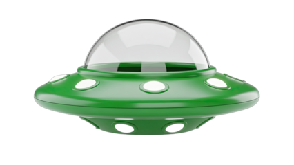 Green UFO Isolated on White Background