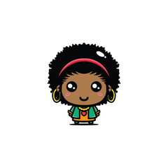 chibi cute black girl cartoon