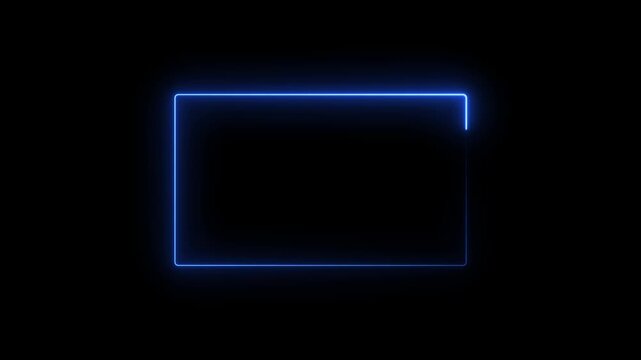 A glowing neon rectangle fire text frame with light animation. 
