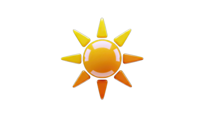 3D Rendered Sun Shining Bright on White Background