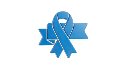 Blue Ribbon Symbol for Colon Cancer Awareness on White Background