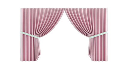 Pink Curtains with Tiebacks on White Background