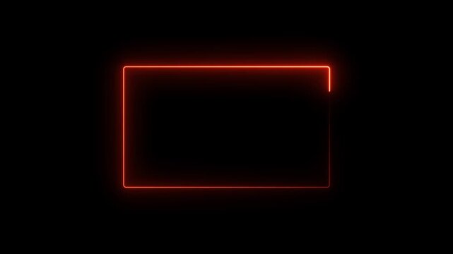 A glowing neon rectangle fire text frame with light animation. 