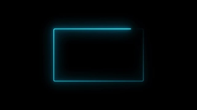 A glowing neon rectangle fire text frame with light animation. 