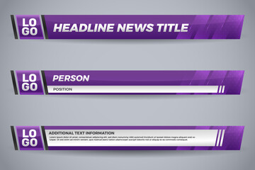 Set purple lower third for television and news channel