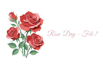 Rose day celebration on february 7th with beautiful red and pink floral illustration