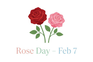 Celebrate rose day on february 7th with beautiful red and pink roses illustration