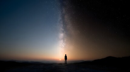 Embracing the Milky Way, A Solitary Figure Under a Cosmic Sky