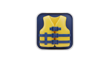 Yellow Life Vest Icon on Blue Background
