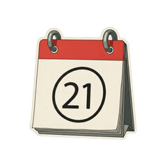 Illustration of Red Tear-off Calendar with Number 21