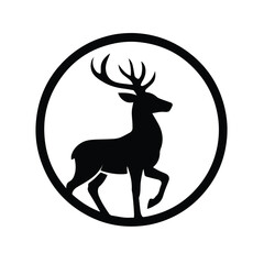 Circular badge deer silhouette ideal for vintage outdoor brand emblems.