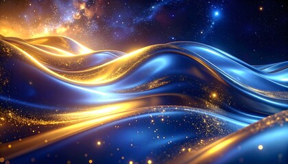 Chrome Gradient in Indigo and Gold. Abstract Holographic Background