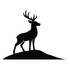 Hilltop deer silhouette crafted for nature-focused logo compositions.