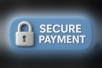Secure Payment Blue Lock 3D Badge StickerSecure Payment Blue Lock 3D Badge Sticker
