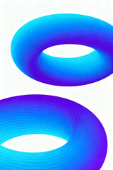 Vibrant Blue and Purple Torus Shapes against a White Background
