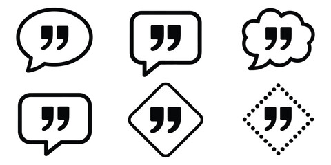 Quotation Mark Icon Variations, featuring diverse flat vector quote marks and quotation symbols suitable for typography, editorial design, branding, and graphic