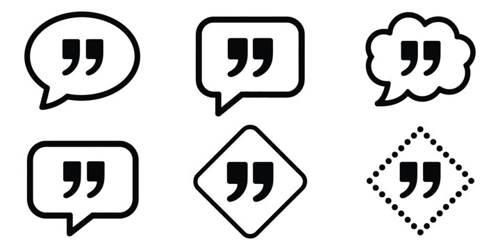 Quotation Mark Icon Variations, featuring diverse flat vector quote marks and quotation symbols suitable for typography, editorial design, branding, and graphic