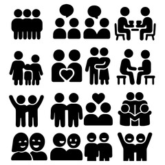 Interpersonal Connection Illustrations: A collection of symbolic illustrations representing diverse interpersonal dynamics, capturing the essence of human interaction, relationships.