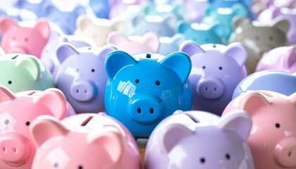 piggy bank on blue background